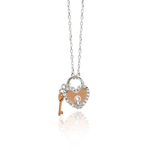 Artlinea Collana cuore Artlinea in oro bianco e rosa con diamanti presso Castignoli - Orologeria e gioielleria a Monza