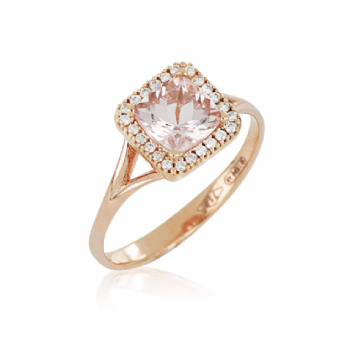Artlinea Anello Artlinea in oro rosa con morganite e diamanti presso Castignoli - Orologeria e gioielleria a Monza