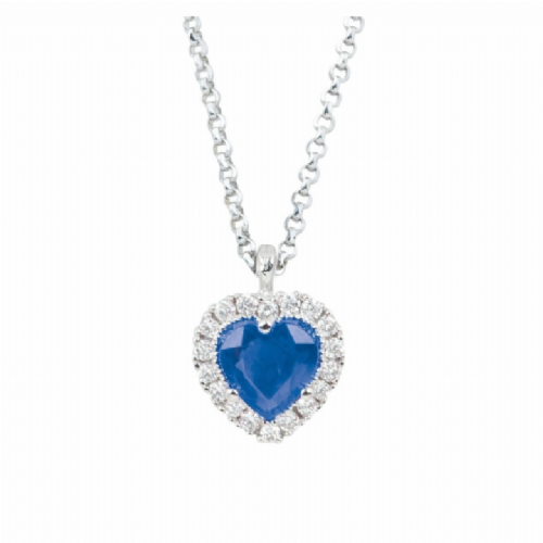 Artlinea Collana cuore Artlinea in oro bianco con zaffiro blu e diamanti presso Castignoli - Orologeria e gioielleria a Monza