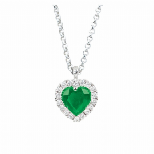 Artlinea Collana cuore Artlinea in oro bianco con smeraldo e diamanti presso Castignoli - Orologeria e gioielleria a Monza