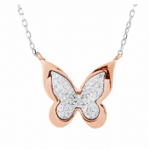 Artlinea Collana farfalla Artlinea in oro bianco e rosa con pavè di diamanti presso Castignoli - Orologeria e gioielleria a Monza
