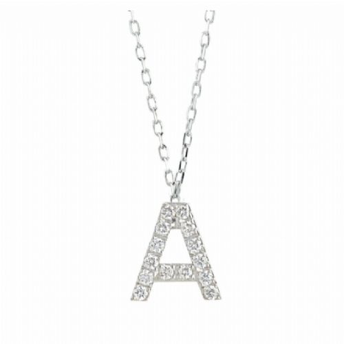 Artlinea Collana Artlinea con lettera personalizzabile in oro bianco e diamanti presso Castignoli - Orologeria e gioielleria a Monza