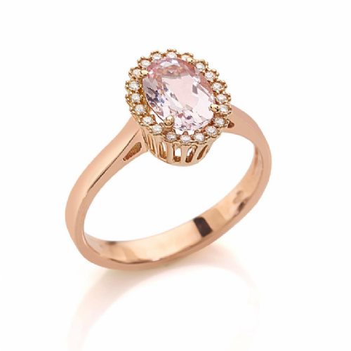 Artlinea Anello Artlinea in oro rosa con morganite e diamanti presso Castignoli - Orologeria e gioielleria a Monza