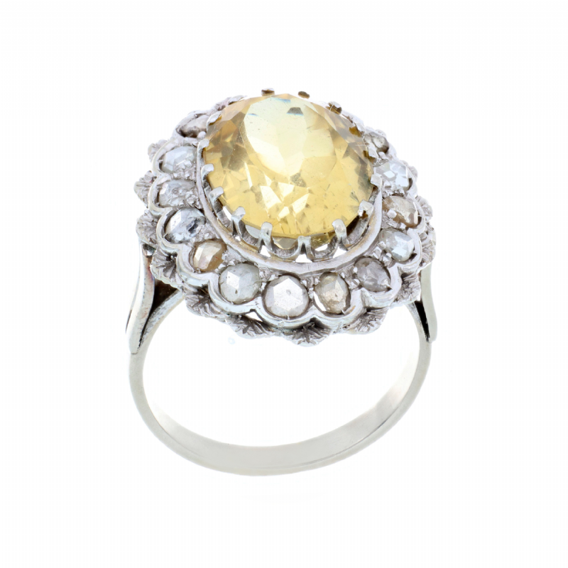  Anello in oro bianco con quarzo citrino e diamanti presso Castignoli - Orologeria e gioielleria a Monza