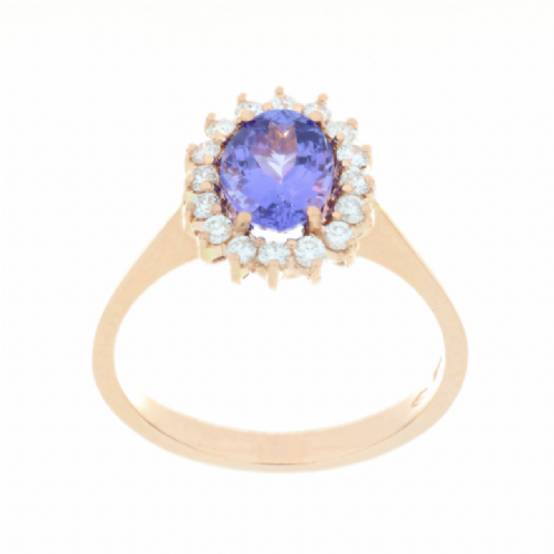  Anello in oro rosa con tanzanite e diamanti presso Castignoli - Orologeria e gioielleria a Monza