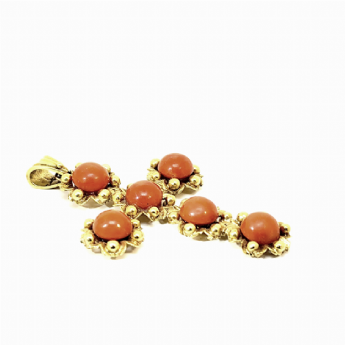  CROCE IN ORO CON INSERTI CORALLO presso Castignoli - Orologeria e gioielleria a Monza