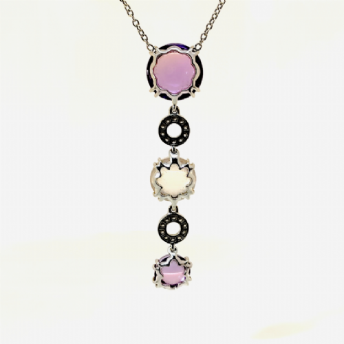  Collana in oro con ametista , diamanti e quarzo rosa presso Castignoli - Orologeria e gioielleria a Monza