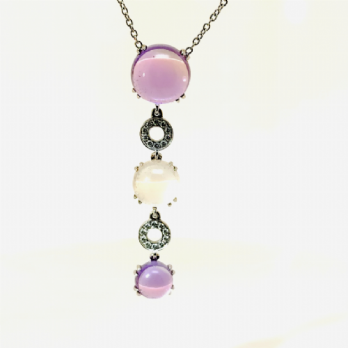  Collana in oro con ametista , diamanti e quarzo rosa presso Castignoli - Orologeria e gioielleria a Monza