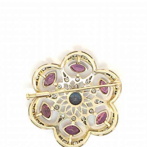  Spilla in oro argento con zaffiro, rubini e diamanti presso Castignoli - Orologeria e gioielleria a Monza