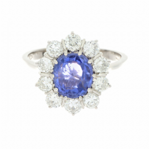  Anello in oro bianco con zaffiro Ceylon e diamanti presso Castignoli - Orologeria e gioielleria a Monza