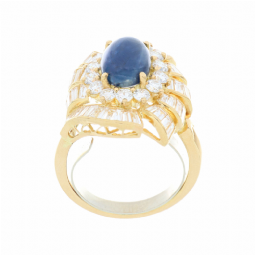  Anello in oro giallo con zaffiro e diamanti presso Castignoli - Orologeria e gioielleria a Monza