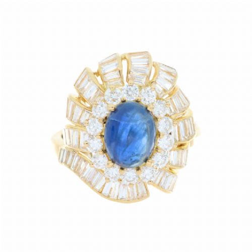  Anello in oro giallo con zaffiro e diamanti presso Castignoli - Orologeria e gioielleria a Monza