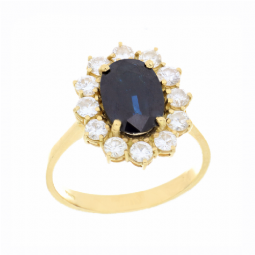  Anello in oro giallo con zaffiro e diamanti presso Castignoli - Orologeria e gioielleria a Monza