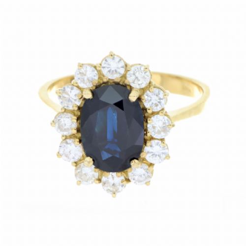  Anello in oro giallo con zaffiro e diamanti presso Castignoli - Orologeria e gioielleria a Monza