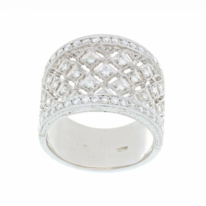  Anello a fascia in oro bianco con diamanti presso Castignoli - Orologeria e gioielleria a Monza