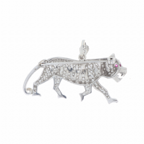  Ciondolo tigre in oro bianco diamanti e rubini presso Castignoli - Orologeria e gioielleria a Monza