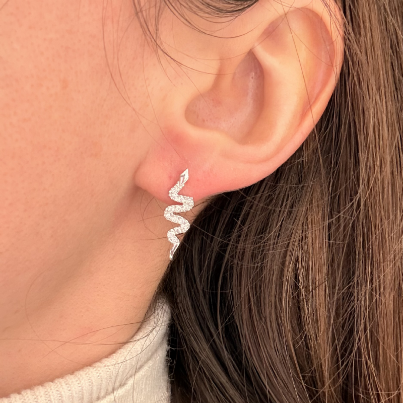 &nbsp;Orecchini Serpente in oro bianco con Zirconi presso Castignoli - Orologeria e gioielleria a Monza