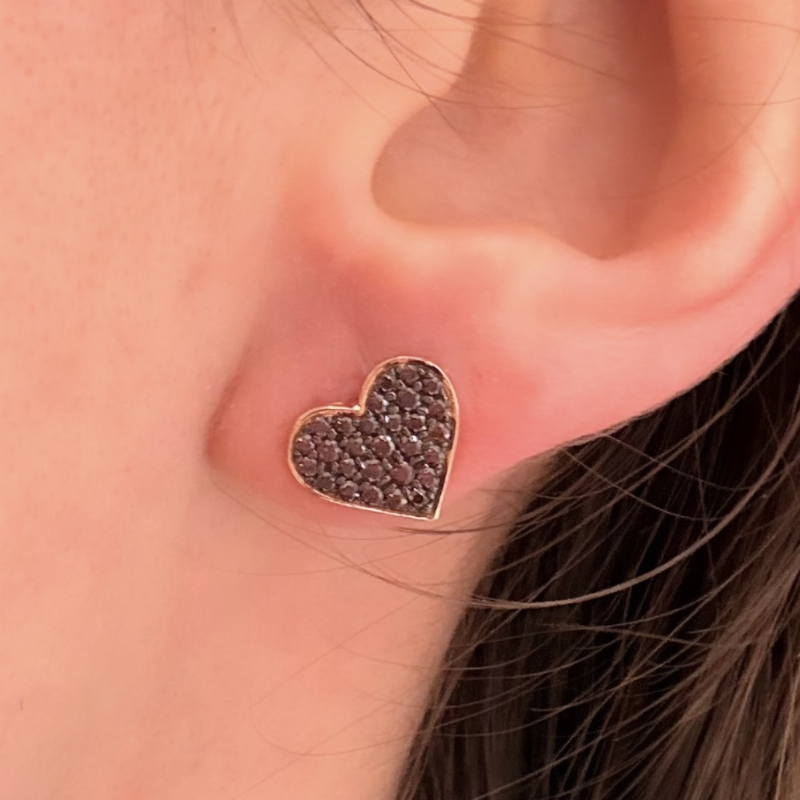 &nbsp;Orecchini a cuore in oro giallo con diamanti presso Castignoli - Orologeria e gioielleria a Monza