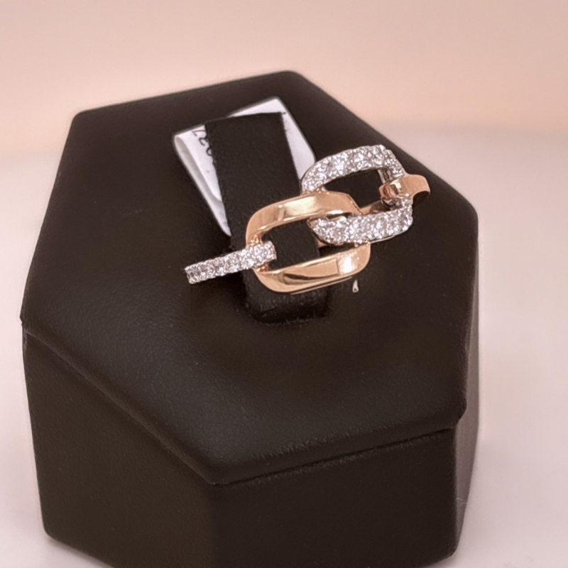 Dalla Bona&nbsp;Anello in oro giallo e bianco con diamanti - design a catena presso Castignoli - Orologeria e gioielleria a Monza