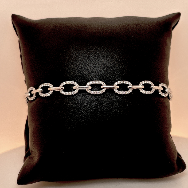 Dalla Bona&nbsp;Bracciale in oro bianco con diamanti - maglia ovale presso Castignoli - Orologeria e gioielleria a Monza