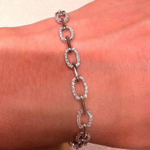 Dalla Bona&nbsp;Bracciale in oro bianco con diamanti - maglia ovale presso Castignoli - Orologeria e gioielleria a Monza