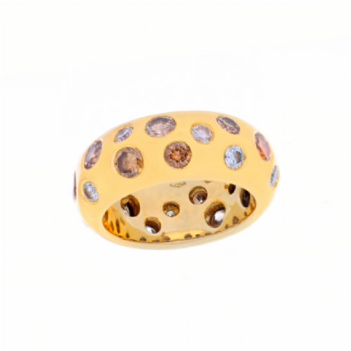  Anello in oro giallo con diamanti gialli e brown presso Castignoli - Orologeria e gioielleria a Monza
