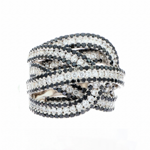  Anello in oro bianco con diamanti bianchi e neri presso Castignoli - Orologeria e gioielleria a Monza