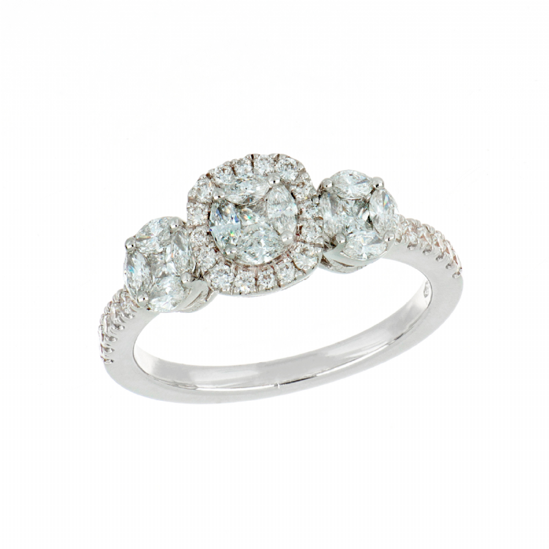  Anello in oro bianco con diamanti Princess presso Castignoli - Orologeria e gioielleria a Monza