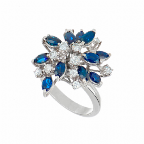  Anello in oro bianco con zaffiri baguettes presso Castignoli - Orologeria e gioielleria a Monza