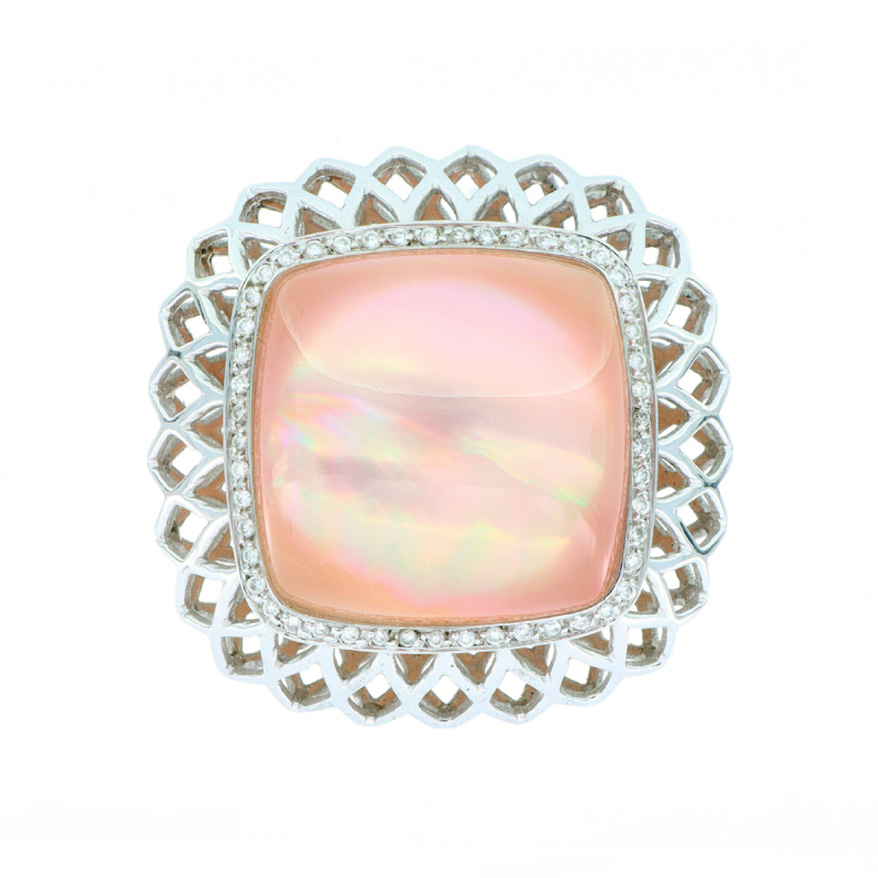 Ciondolo in oro bianco con madreperla rosa e diamanti presso Castignoli - Orologeria e gioielleria a Monza
