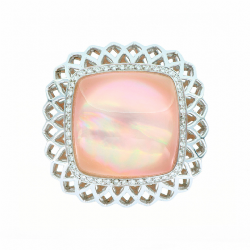  Ciondolo in oro bianco con madreperla rosa e diamanti presso Castignoli - Orologeria e gioielleria a Monza