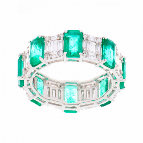  Anello in oro bianco con smeraldi e diamanti presso Castignoli - Orologeria e gioielleria a Monza