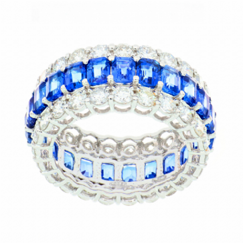  Anello in oro bianco con zaffiri blu e diamanti presso Castignoli - Orologeria e gioielleria a Monza