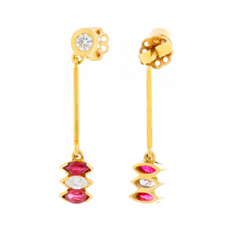  Orecchini in oro giallo con rubini e diamanti presso Castignoli - Orologeria e gioielleria a Monza