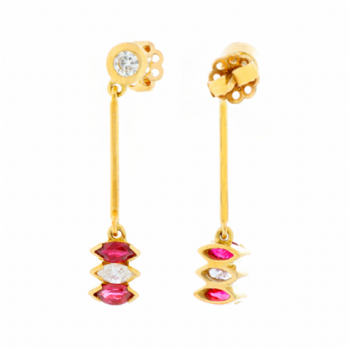 Orecchini in oro giallo con rubini e diamanti presso Castignoli - Orologeria e gioielleria a Monza