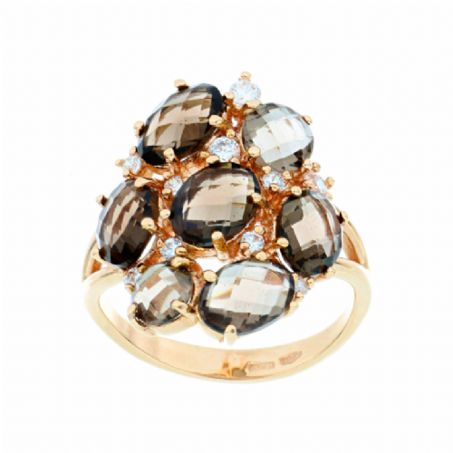  Anello in oro rosa con zirconi e quarzi fumè presso Castignoli - Orologeria e gioielleria a Monza