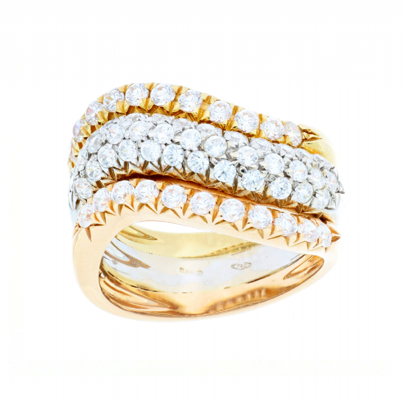  Anello in oro giallo, bianco e rosa con zirconi presso Castignoli - Orologeria e gioielleria a Monza