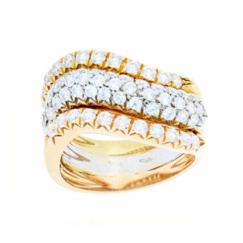  Anello in oro giallo, bianco e rosa con zirconi presso Castignoli - Orologeria e gioielleria a Monza