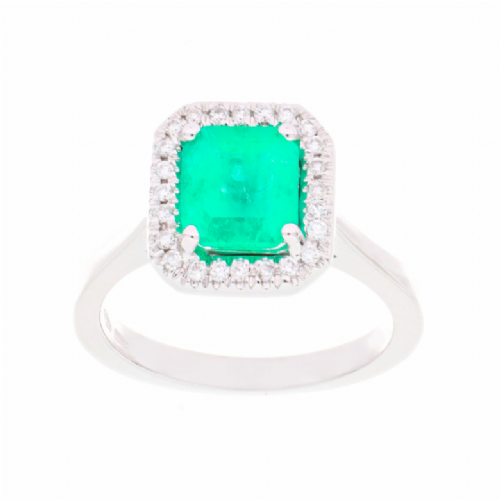  Anello in oro bianco con smeraldo e diamanti presso Castignoli - Orologeria e gioielleria a Monza
