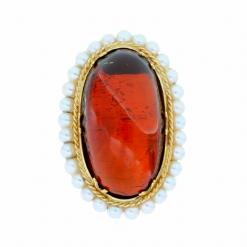  Anello in oro giallo con ambra e perle presso Castignoli - Orologeria e gioielleria a Monza