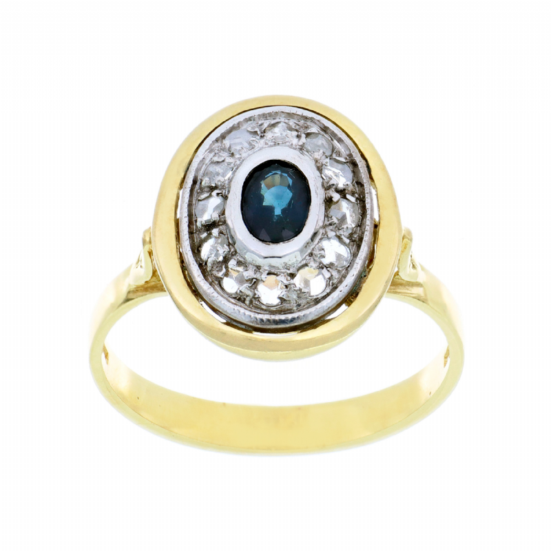  Anello in oro giallo con zaffiro e diamanti presso Castignoli - Orologeria e gioielleria a Monza
