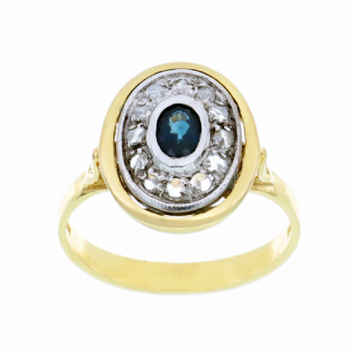  Anello in oro giallo con zaffiro e diamanti presso Castignoli - Orologeria e gioielleria a Monza