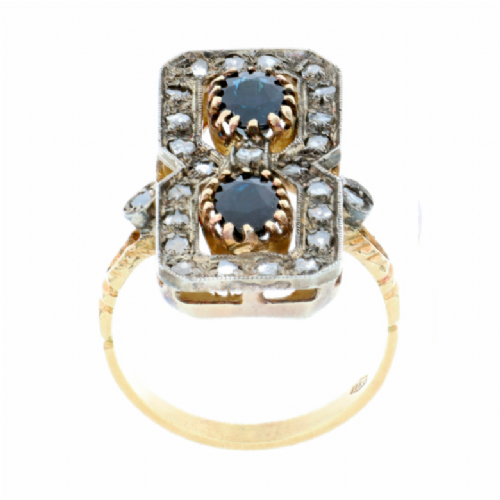  Anello in oro giallo e argento con zaffiri e diamanti presso Castignoli - Orologeria e gioielleria a Monza