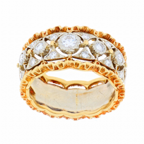  Anello Tagliabue in oro bianco e giallo con diamanti presso Castignoli - Orologeria e gioielleria a Monza