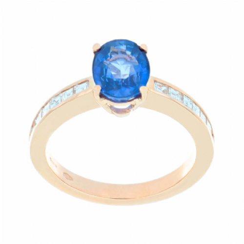  Anello in oro rosa con zaffiro e diamanti presso Castignoli - Orologeria e gioielleria a Monza