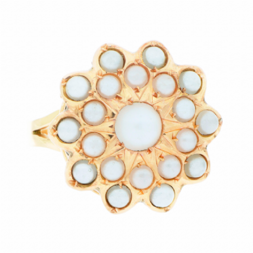  Anello in oro giallo con perle di fiume presso Castignoli - Orologeria e gioielleria a Monza
