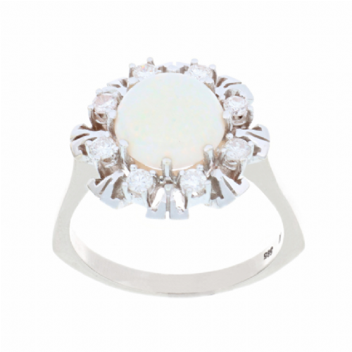  Anello in oro bianco con opale e diamanti presso Castignoli - Orologeria e gioielleria a Monza