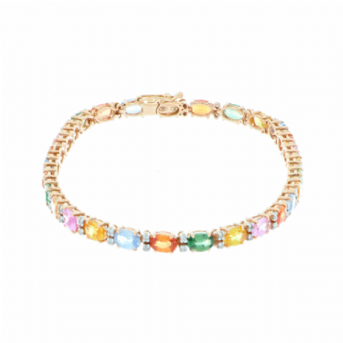  Bracciale tennis rainbow oro rosa zaffiri e diamanti presso Castignoli - Orologeria e gioielleria a Monza